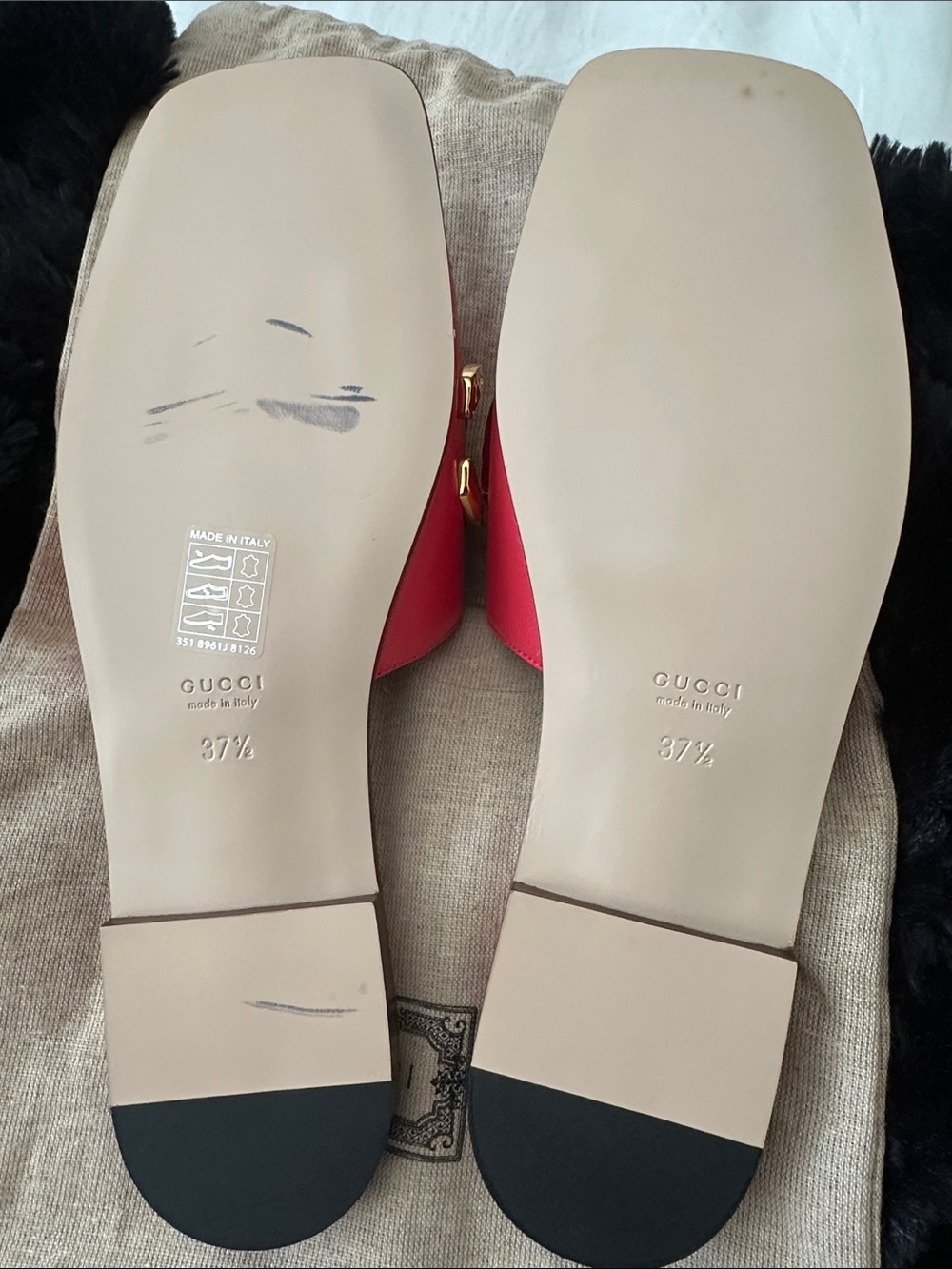 Gucci Red Leather Logo Slide Mules with Gold Lettering - Picture 4 of 4